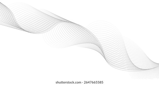 Abstract wave element for design. Digital frequency track equalizer. Stylized line art background. Vector illustration. Wave with lines created using blend tool.