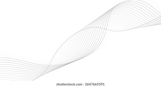 Elemento de onda abstrato para projeto. Equalizador de faixa de frequência digital. Plano de fundo da arte em linha estilizada. Ilustração vetorial. Ondular com linhas criadas usando a ferramenta de mesclagem.