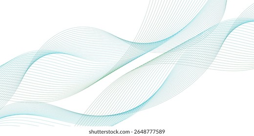 Abstract wave element for design. Digital frequency track equalizer. Stylized line art background. Vector illustration. Wave with lines created using blend tool. Curved wavy line, smooth stripe.