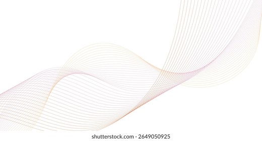 Abstract wave element for design. Digital frequency track equalizer. Stylized line art background. Vector illustration. Wave with lines created using blend tool. Curved wavy line, smooth stripe.