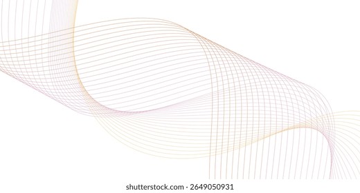 Abstract wave element for design. Digital frequency track equalizer. Stylized line art background. Vector illustration. Wave with lines created using blend tool. Curved wavy line, smooth stripe.