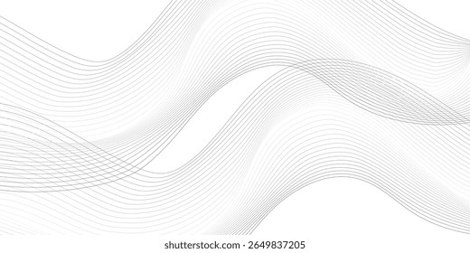 Abstract wave element for design. Digital frequency track equalizer. Stylized line art background. Vector illustration. Wave with lines created using blend tool. Curved wavy line, smooth stripe. 