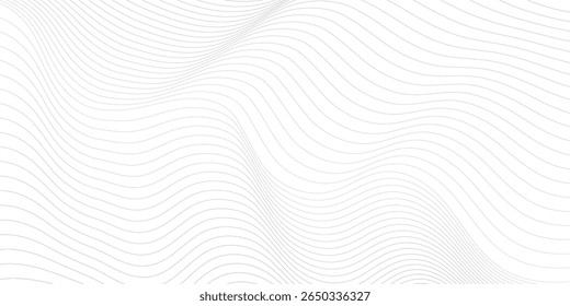Abstract wave element for design. Digital frequency track equalizer. Stylized line art background. Vector illustration. Wave with lines created using blend tool. Curved wavy line, smooth stripe.
