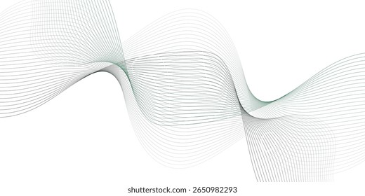 Abstract wave element for design. Digital frequency track equalizer. Stylized line art background. Vector illustration. Wave with lines created using blend tool. Curved wavy line, smooth stripe.