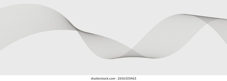 Abstraktes Wellenelement für Design. Digitaler Frequenzspurentzerrer. Stilisierter Kunsthintergrund. Vektorgrafik. Welle mit Linien, die mit dem Verrundungswerkzeug erzeugt wurden.