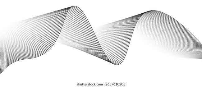 Abstract wave element for design. Digital frequency track equalizer. Stylized line art background. Vector illustration. Wave with lines created using blend tool.