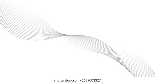Elemento de onda abstrato para projeto. Equalizador de faixa de frequência digital. Plano de fundo da arte em linha estilizada. Ilustração vetorial. Ondular com linhas criadas usando a ferramenta de mesclagem. Linha ondulada curva, faixa lisa.