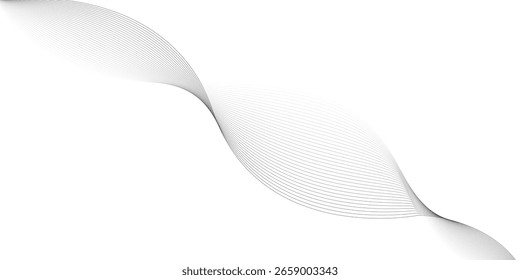 Abstract wave element for design. Digital frequency track equalizer. Stylized line art background. Vector illustration. Wave with lines created using blend tool. Curved wavy line, smooth stripe.