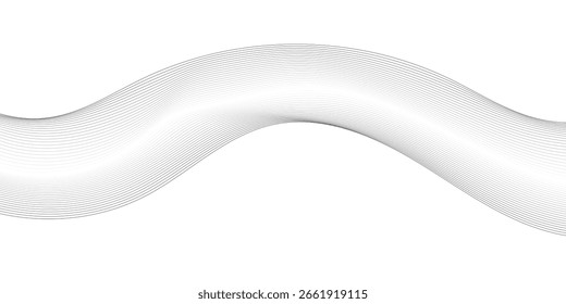 Abstract wave element for design. Digital frequency track equalizer. Stylized line art background. Vector illustration. Wave with lines created using blend tool. Curved wavy line, smooth stripe.