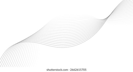 Abstract wave element for design. Digital frequency track equalizer. Stylized line art background. Vector illustration. Wave with lines created using blend tool. Curved wavy line, smooth stripe.