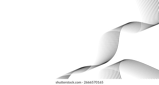 Elemento de onda abstrato para projeto. Equalizador de faixa de frequência digital. Plano de fundo da arte em linha estilizada. Ilustração vetorial. Ondular com linhas criadas usando a ferramenta de mesclagem. Linha ondulada curva, faixa lisa.