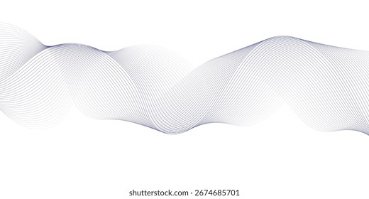 Abstract wave element for design. Digital frequency track equalizer. Stylized line art background. Vector illustration. Wave with lines created using blend tool. Curved wavy line, smooth stripe.