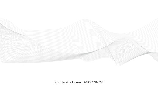 Abstract wave element for design. Digital frequency track equalizer. Stylized line art background. Vector illustration. Wave with lines created using blend tool. 