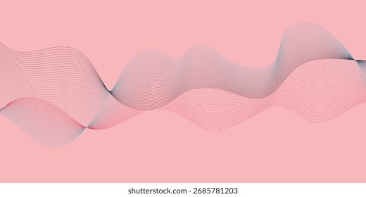 Elemento de onda abstrato para projeto. Equalizador de faixa de frequência digital. Ondular com linhas criadas usando a ferramenta de mesclagem. Linha ondulada curva, listras suaves. ilustração de stock.