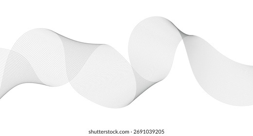 Elemento de onda abstrato para projeto. Equalizador de faixa de frequência digital. Plano de fundo da arte em linha estilizada. Ilustração vetorial. Ondular com linhas criadas usando a ferramenta de mesclagem. Linha ondulada curva, faixa lisa.