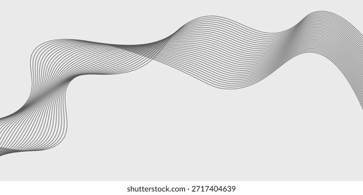 Elemento de onda Abstractas para el diseño. Ecualizador digital de pista de frecuencias. Fondo de arte de línea estilizado. Ilustración vectorial. Ondee con líneas creadas con la herramienta de mezcla. gris liso