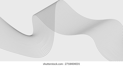 Abstract wave element for design. Digital frequency track equalizer. Stylized line art background. Vector illustration. Wave with lines created using blend tool. Curved wavy line, smooth stripe.