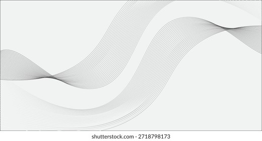 Abstract wave element for design. Digital frequency track equalizer. Stylized line art background. Vector illustration. Wave with lines created using blend tool. Curved wavy line, smooth stripe.


