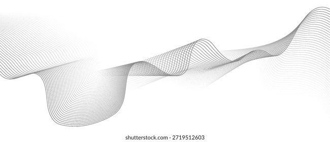 Elemento de onda abstrato para projeto. Equalizador de faixa de frequência digital. Plano de fundo da arte em linha estilizada. Ilustração vetorial. Ondular com linhas criadas usando a ferramenta de mesclagem. Linha ondulada curva, faixa lisa.
