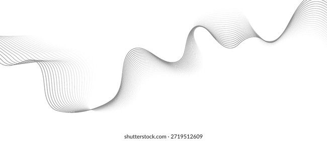 Elemento de onda abstrato para projeto. Equalizador de faixa de frequência digital. Plano de fundo da arte em linha estilizada. Ilustração vetorial. Ondular com linhas criadas usando a ferramenta de mesclagem. Linha ondulada curva, faixa lisa.
