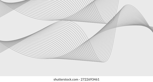 Elemento de onda abstrato para projeto. Equalizador de faixa de frequência digital. Plano de fundo da arte em linha estilizada. Ilustração vetorial. Onda com linhas criadas usando a ferramenta de mesclagem. cinza suave