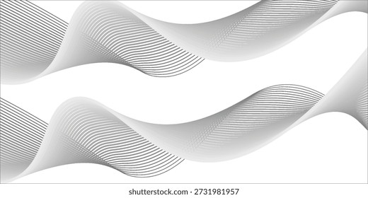 Elemento de onda Abstractas para el diseño. Ecualizador de pista de frecuencia digital. Fondo estilizado del arte de la línea. Ilustración vectorial. Onda con líneas creadas usando la herramienta de mezcla. gris liso