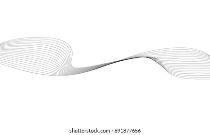 Abstract wave element for design. Digital frequency track equalizer. Stylized line art background. Vector illustration. Wave with lines created using blend tool. Curved wavy line, smooth stripe.