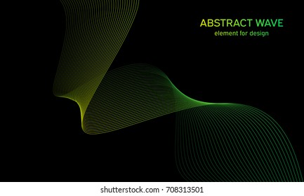 Abstract wave element for design. Digital frequency track equalizer. Stylized line art background. Colorful shiny wave with lines created using blend tool. Curved wavy line, smooth stripe. Vector.