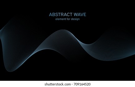 Abstract wave element for design. Digital frequency track equalizer. Stylized line art background. Colorful shiny wave with lines created using blend tool. Curved wavy line, smooth stripe. Vector.