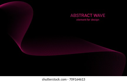Abstract wave element for design. Digital frequency track equalizer. Stylized line art background. Colorful shiny wave with lines created using blend tool. Curved wavy line, smooth stripe. Vector.