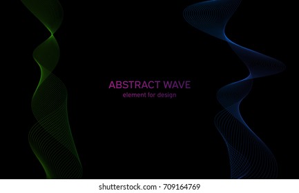 Abstract wave element for design. Digital frequency track equalizer. Stylized line art background. Colorful shiny wave with lines created using blend tool. Curved wavy line, smooth stripe. Vector.