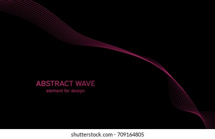 Abstract wave element for design. Digital frequency track equalizer. Stylized line art background. Colorful shiny wave with lines created using blend tool. Curved wavy line, smooth stripe. Vector.