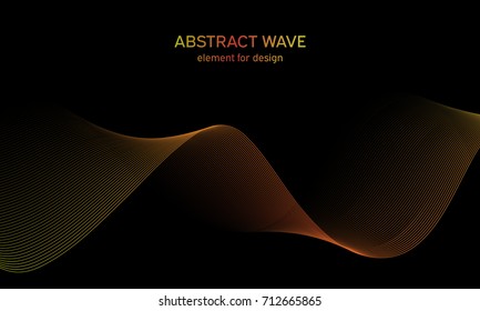 Abstract wave element for design. Digital frequency track equalizer. Stylized line art background. Colorful shiny wave with lines created using blend tool. Curved wavy line, smooth stripe. Vector.