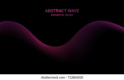 Abstract wave element for design. Digital frequency track equalizer. Stylized line art background. Colorful shiny wave with lines created using blend tool. Curved wavy line, smooth stripe. Vector.