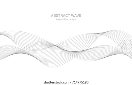 Abstract wave element for design. Digital frequency track equalizer. Stylized line art background. Vector illustration. Wave with lines created using blend tool. Curved wavy line, smooth stripe.