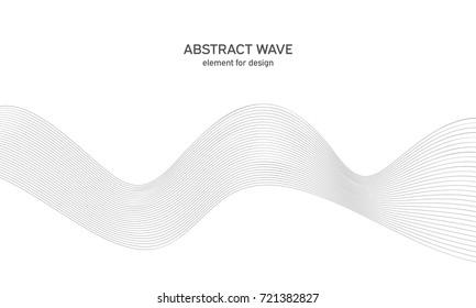 Abstract wave element for design. Digital frequency track equalizer. Stylized line art background. Vector illustration. Wave with lines created using blend tool. Curved wavy line, smooth stripe.