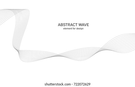 Abstract wave element for design. Digital frequency track equalizer. Stylized line art background. Vector illustration. Wave with lines created using blend tool. Curved wavy line, smooth stripe.