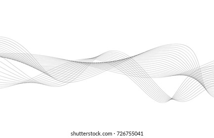 Abstract wave element for design. Digital frequency track equalizer. Stylized line art background. Vector illustration. Wave with lines created using blend tool. Curved wavy line, smooth stripe.