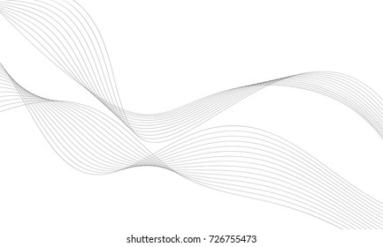 Abstract wave element for design. Digital frequency track equalizer. Stylized line art background. Vector illustration. Wave with lines created using blend tool. Curved wavy line, smooth stripe.