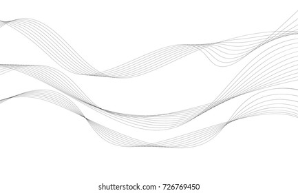 Abstract wave element for design. Digital frequency track equalizer. Stylized line art background. Vector illustration. Wave with lines created using blend tool. Curved wavy line, smooth stripe.