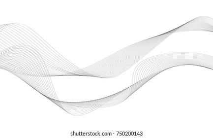 Abstract wave element for design. Digital frequency track equalizer. Stylized line art background. Vector illustration. Wave with lines created using blend tool. Curved wavy line, smooth stripe.