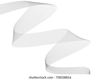 Abstract wave element for design. Digital frequency track equalizer. Stylized line art background. Vector illustration. Wave with lines created using blend tool. Curved wavy line, smooth stripe.