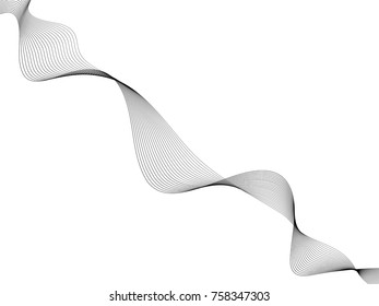 Abstract wave element for design. Digital frequency track equalizer. Stylized line art background. Vector illustration. Wave with lines created using blend tool. Curved wavy line, smooth stripe.