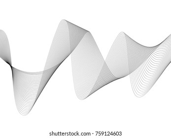 Abstract wave element for design. Digital frequency track equalizer. Stylized line art background. Vector illustration. Wave with lines created using blend tool. Curved wavy line, smooth stripe.