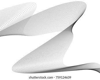 Abstract wave element for design. Digital frequency track equalizer. Stylized line art background. Vector illustration. Wave with lines created using blend tool. Curved wavy line, smooth stripe.