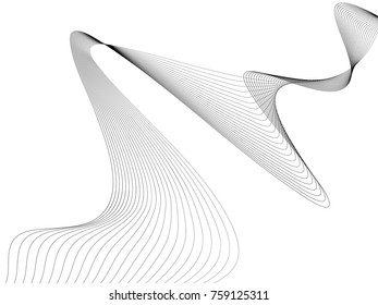 Abstract wave element for design. Digital frequency track equalizer. Stylized line art background. Vector illustration. Wave with lines created using blend tool. Curved wavy line, smooth stripe.