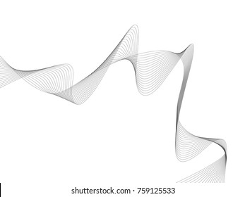 Abstract wave element for design. Digital frequency track equalizer. Stylized line art background. Vector illustration. Wave with lines created using blend tool. Curved wavy line, smooth stripe.