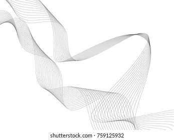 Abstract wave element for design. Digital frequency track equalizer. Stylized line art background. Vector illustration. Wave with lines created using blend tool. Curved wavy line, smooth stripe.
