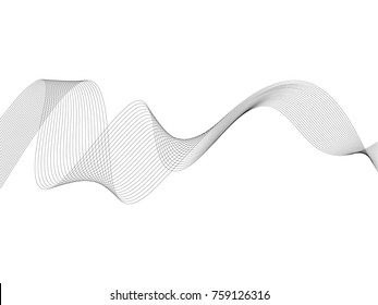 Abstract wave element for design. Digital frequency track equalizer. Stylized line art background. Vector illustration. Wave with lines created using blend tool. Curved wavy line, smooth stripe.