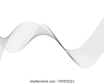 Abstract wave element for design. Digital frequency track equalizer. Stylized line art background. Vector illustration. Wave with lines created using blend tool. Curved wavy line, smooth stripe.